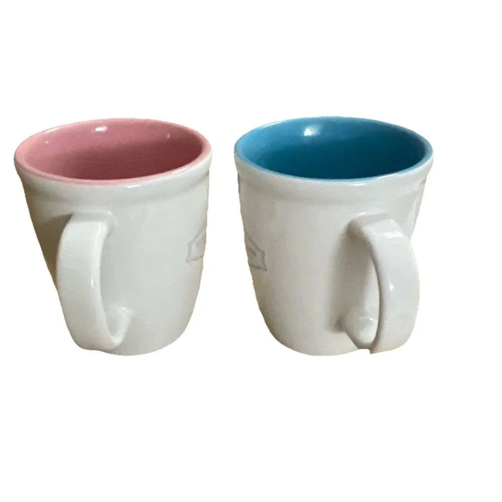 2 Starbucks Est. 1971 Abbey‎ Logo White Pink Blue Coffee Cup 13 oz. 2006 Wedding